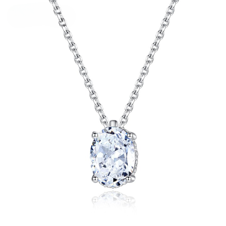 1.2ct Oval Cut Moissanite Diamond Necklace Sterling Silver Pendant