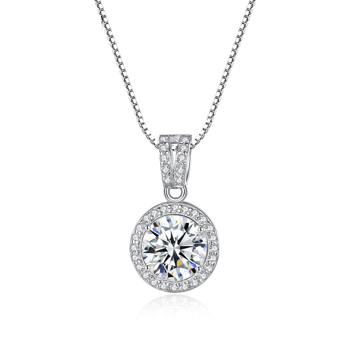 1 Carat Moissanite Diamond Sterling Silver Pendant Necklace