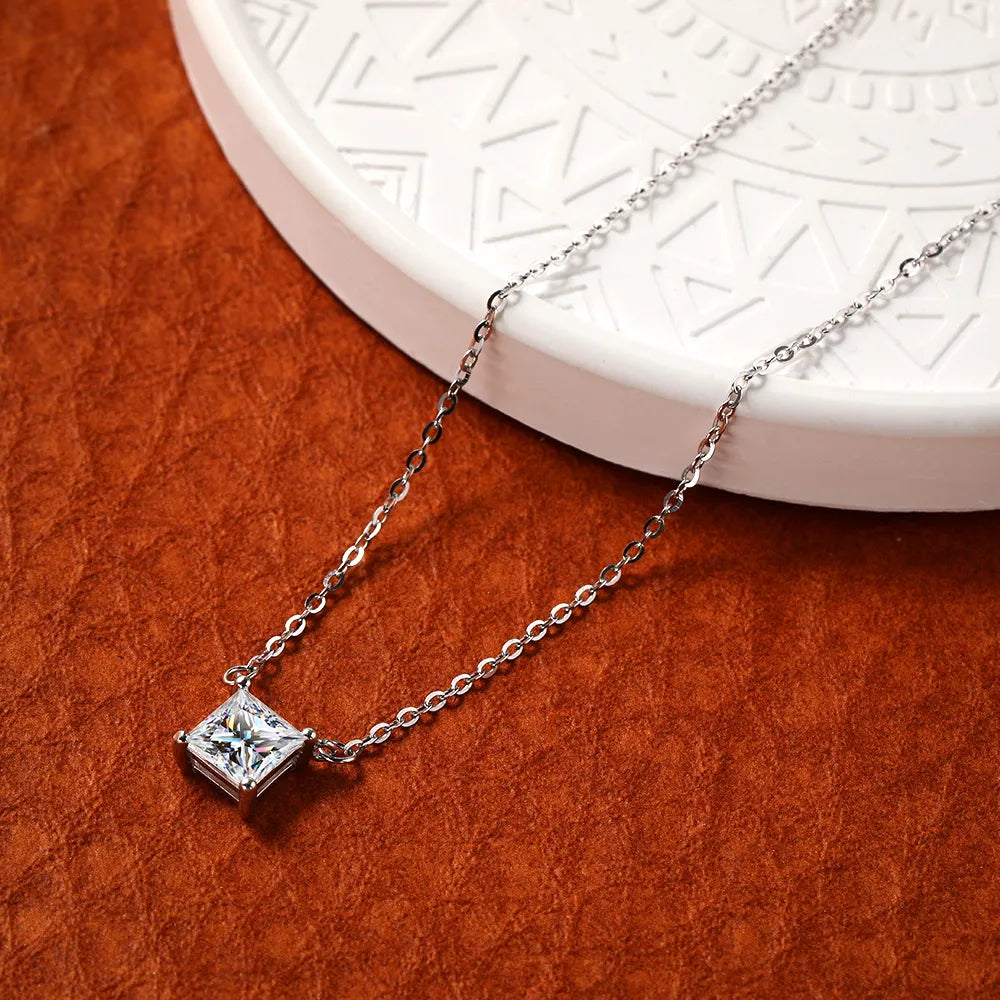 Princess Cut Moissanite Diamond Necklace NZ Holloway Jewellery