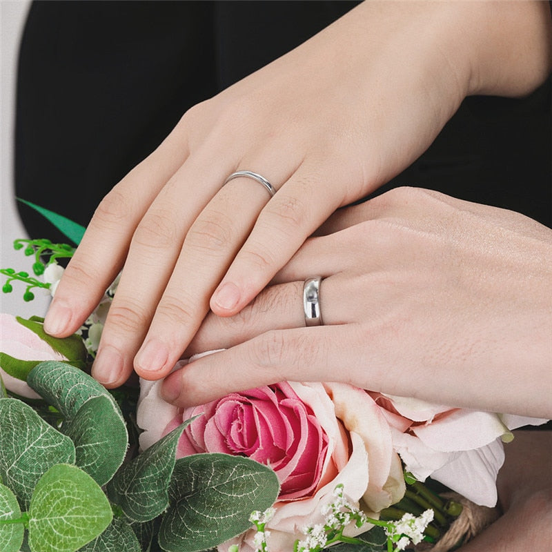 his and hers wedding rings silver couples rings tungsten rings