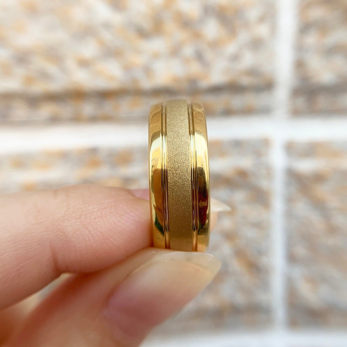 mens tungsten ring gold colour Mens wedding ring Holloway Jewellery