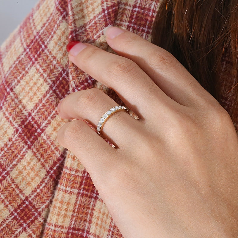 Free Shipping Moissanite Wedding Ring Band Yellow Gold NZ