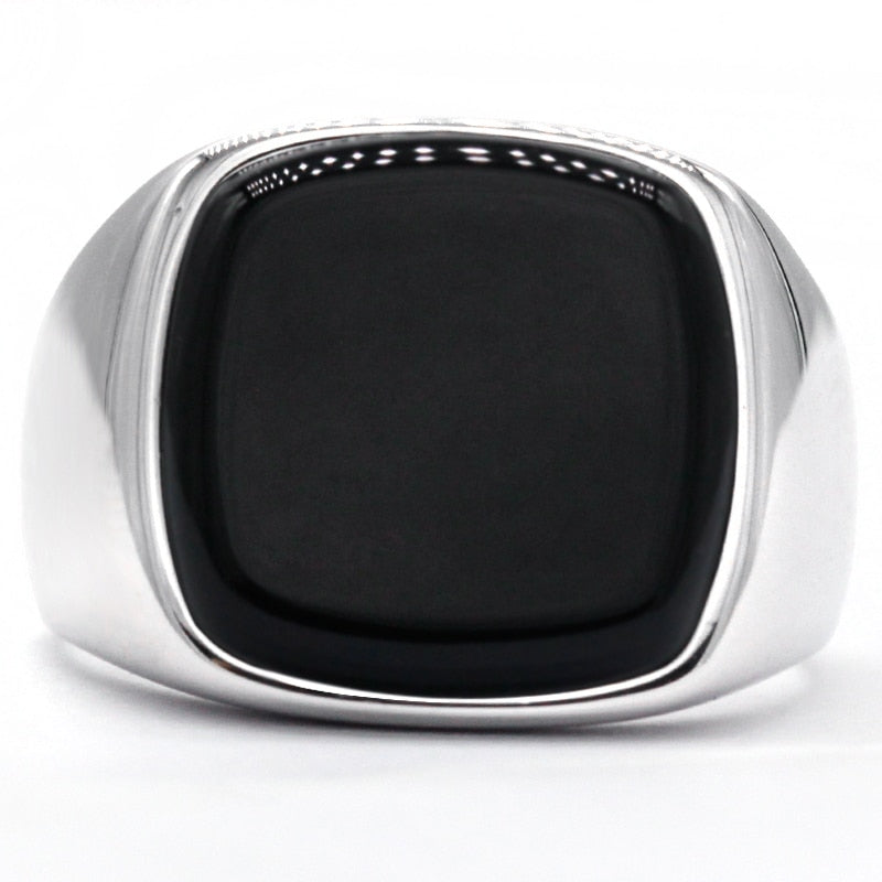 Mens Sterling Silver Black Onyx Ring USA