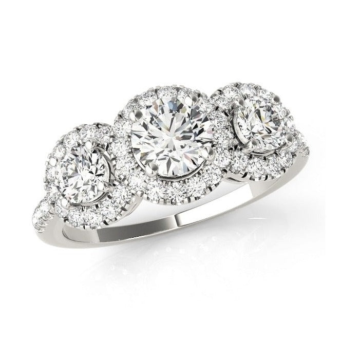 Moissanite Diamond Halo Sterling Silver Ring UK