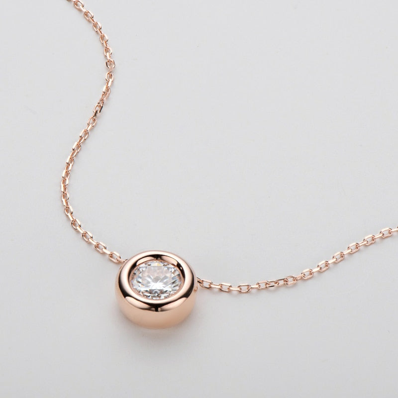 Rose Gold Colour Moissanite Diamond Pendant Bezel Setting Holloway Jewellery