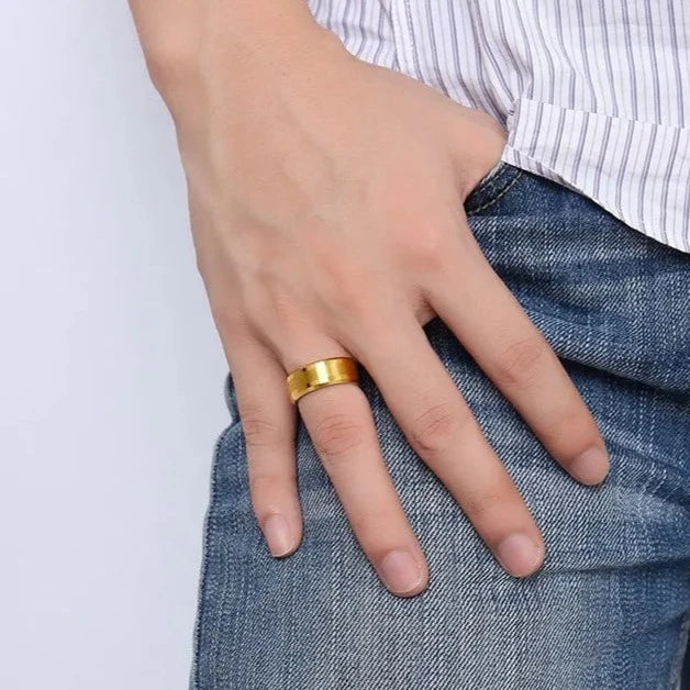 mens tungsten rings gold colour