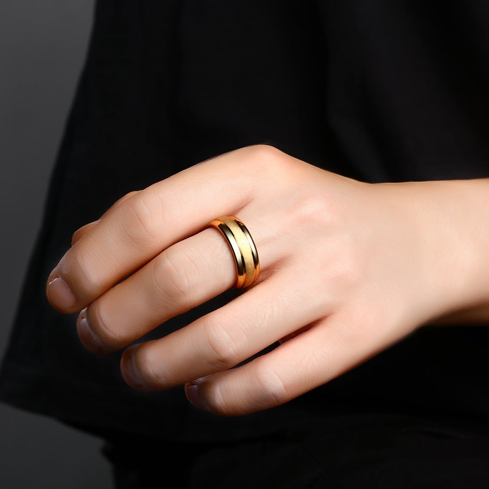 8mm gold colour tungsten ring for men Holloway Jewellery