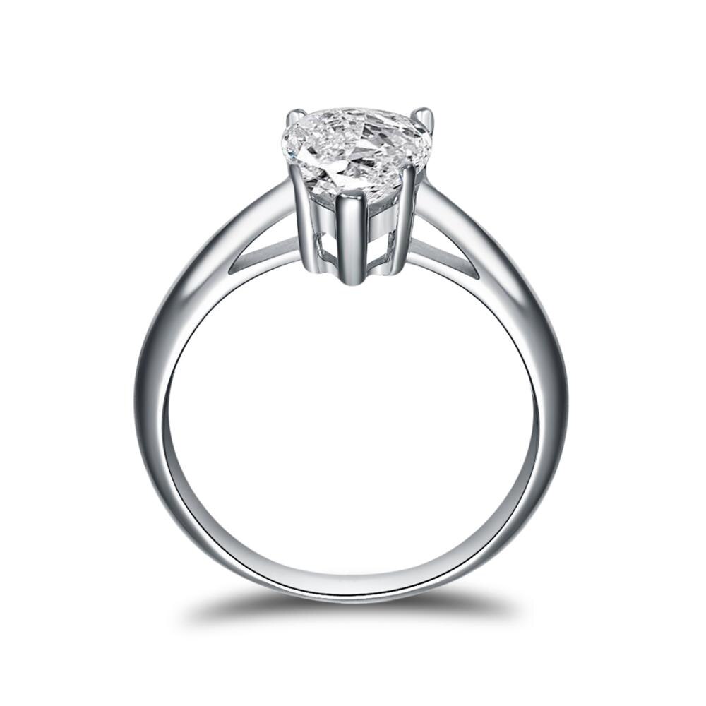 Pear Shape Moissanite Diamond Solitaire Engagement Ring Sterling Silver