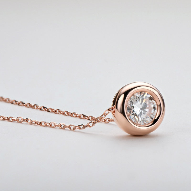Bezel Set Rose Gold Necklace Holloway Jewellery 1 ct