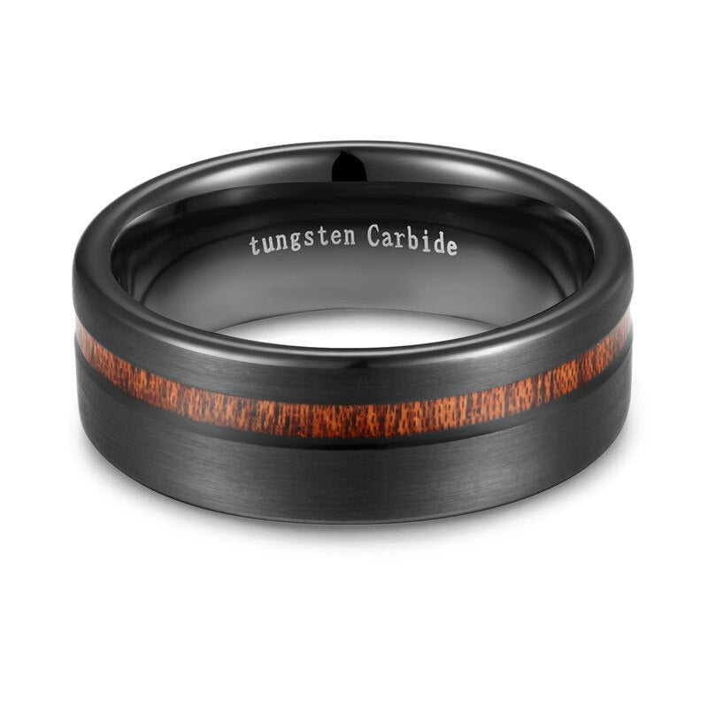 mens tungsten ring wood inlay