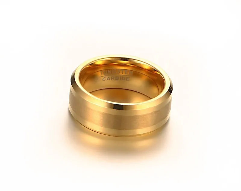 8mm Yellow Gold Tungsten Carbide Mens Ring