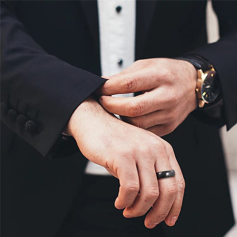 mens black wedding ring Holloway Jewellery