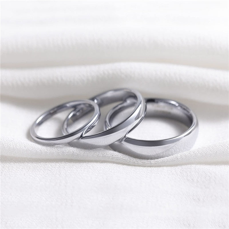 2mm / 4mm Classic Wedding Ring Silver Colour High Polished Tungsten Carbide Ring