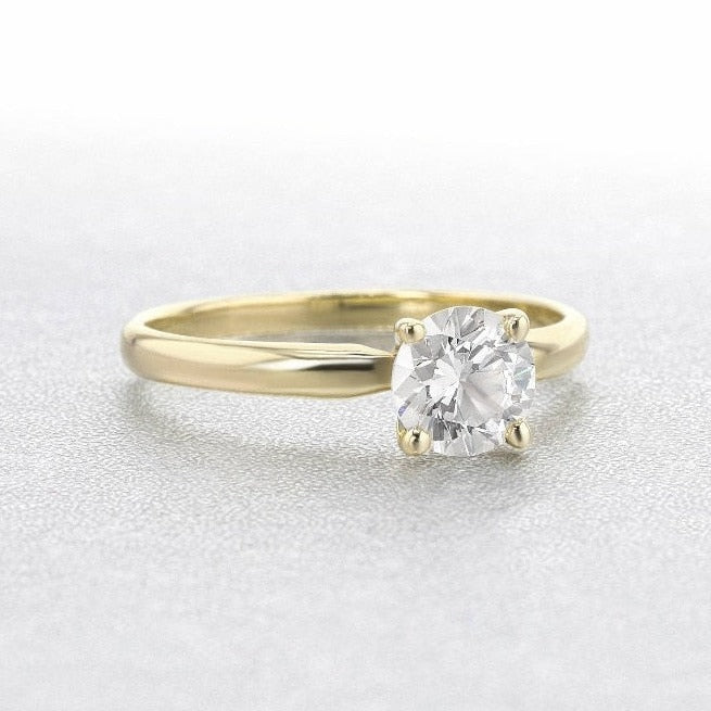 0.5 Carat Moissanite Diamond Solitaire 10K/14K Yellow Gold Engagement Ring