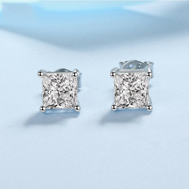 Holloway Jewellery UK Princess Cut Moissanite Stud Earrings