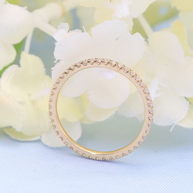 Moissanite Band Ring Yellow Gold US