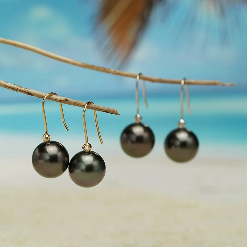 Holloway Jewellery Black Pearl Moissanite Drop Earrings