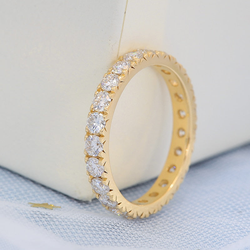 Moissanite Diamond Wedding Ring Yellow Gold