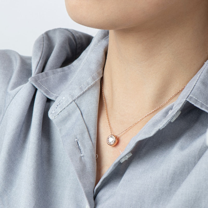 Holloway Jewellery UK Bezel Set 1ct Moissanite Diamond Necklace