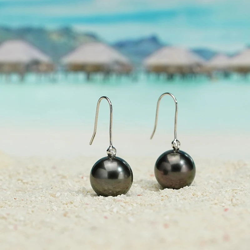 Black Pearl Moissanite Drop Earrings Free Shipping NZ