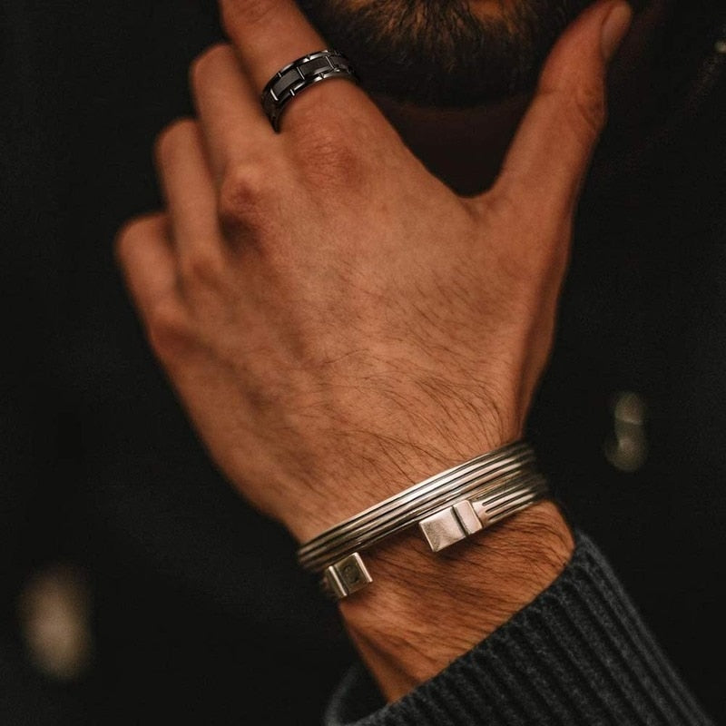 brick pattern Black tungsten ring mens UK Holloway Jewellery UK