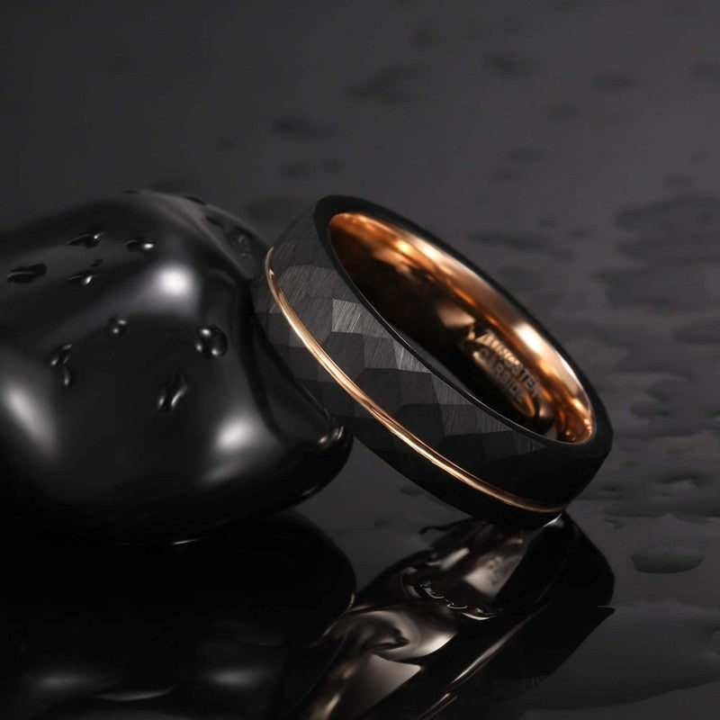 6mm mens tungsten ring modern design rose black colour