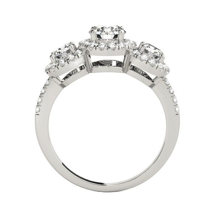 Moissanite Halo Ring Holloway Jewellery Three Stone Halo Ring
