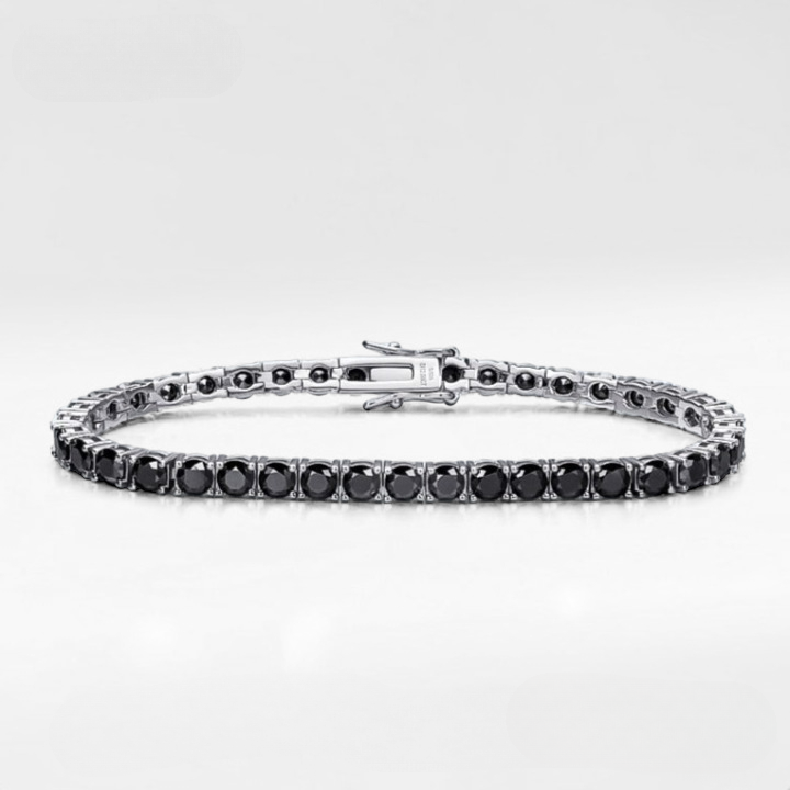 Mens Womens Black Moissanite Tennis Bracelet
