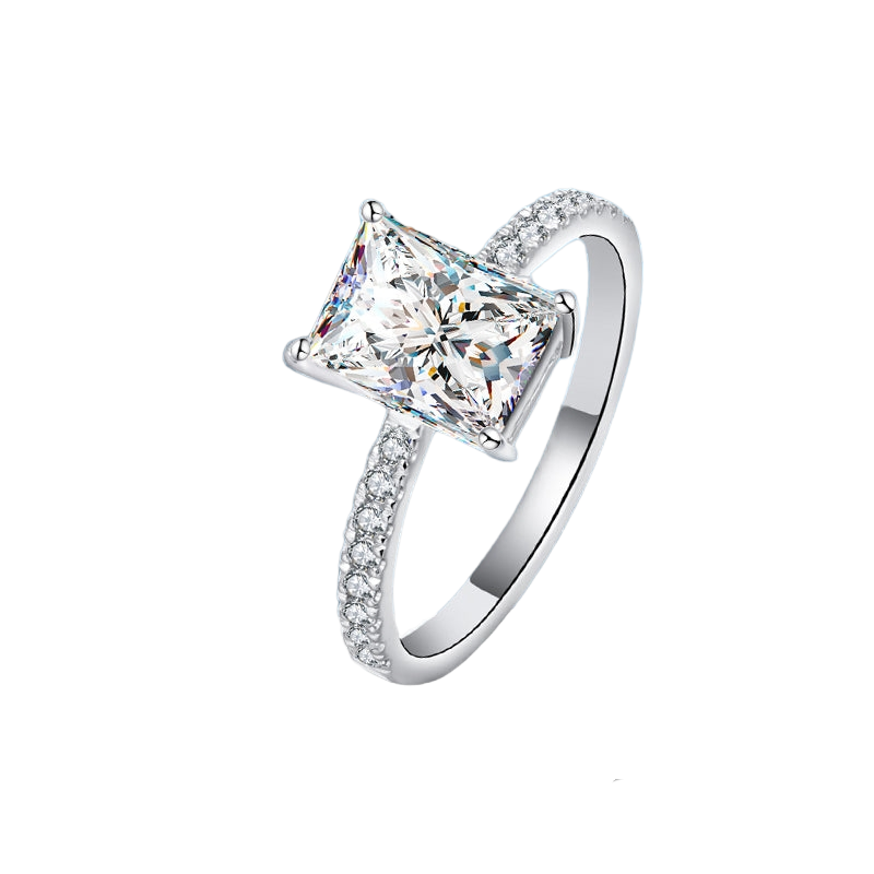1 Carat Rectangle Moissanite Diamond Engagement Ring