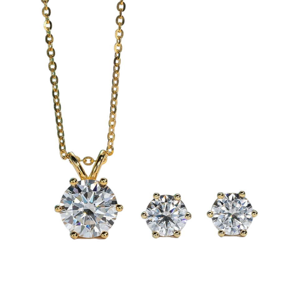 Moissanite Necklace Earrings Jewellery Set
