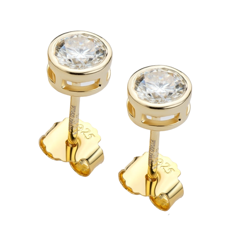 0.5 Carat Bezel Set Moissanite Diamond Stud Earrings Sterling Silver