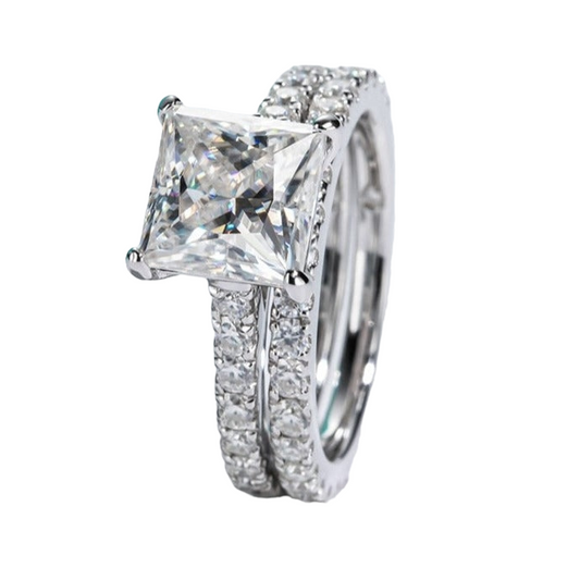princess cut moissanite ring set Holloway Jewellery