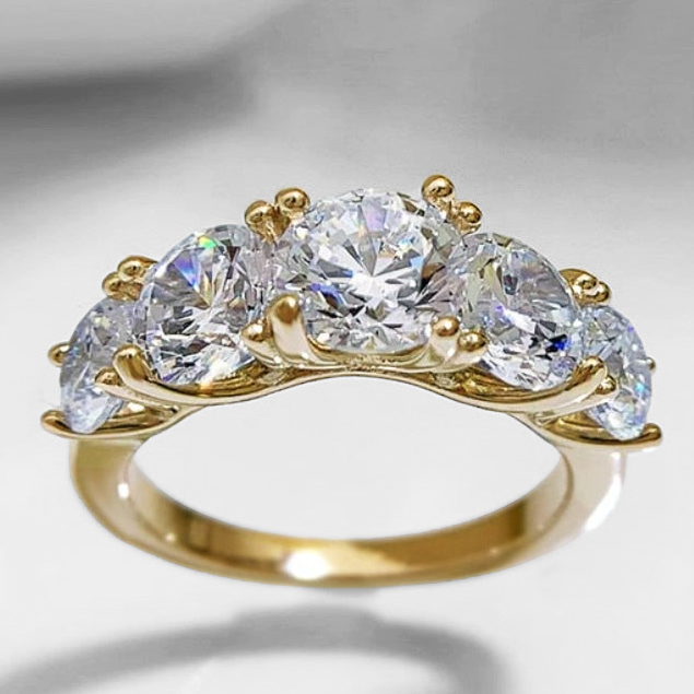 3.6cttw 5 Stone Moissanite Diamond Ring 925 Sterling Silver Gold Colour australia