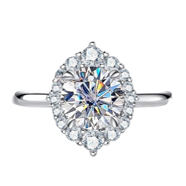 2ct moissanite halo ring sterling silver Holloway Jewellery