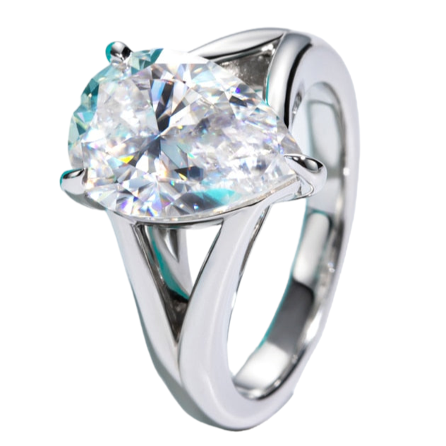 Pear Shape 5 Carat Moissanite Ring