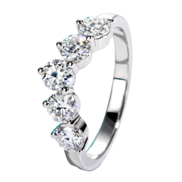 5 Stone Moissanite Ring Sterling Silver