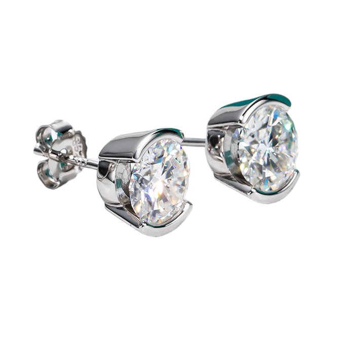 Moissanite earrings half bezel Holloway jewellery