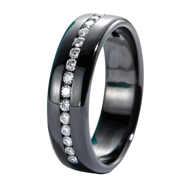 moissanite ring mens black finish sterling silver