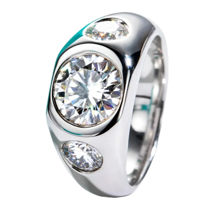 Mens Ring Moissanite Sterling Silver