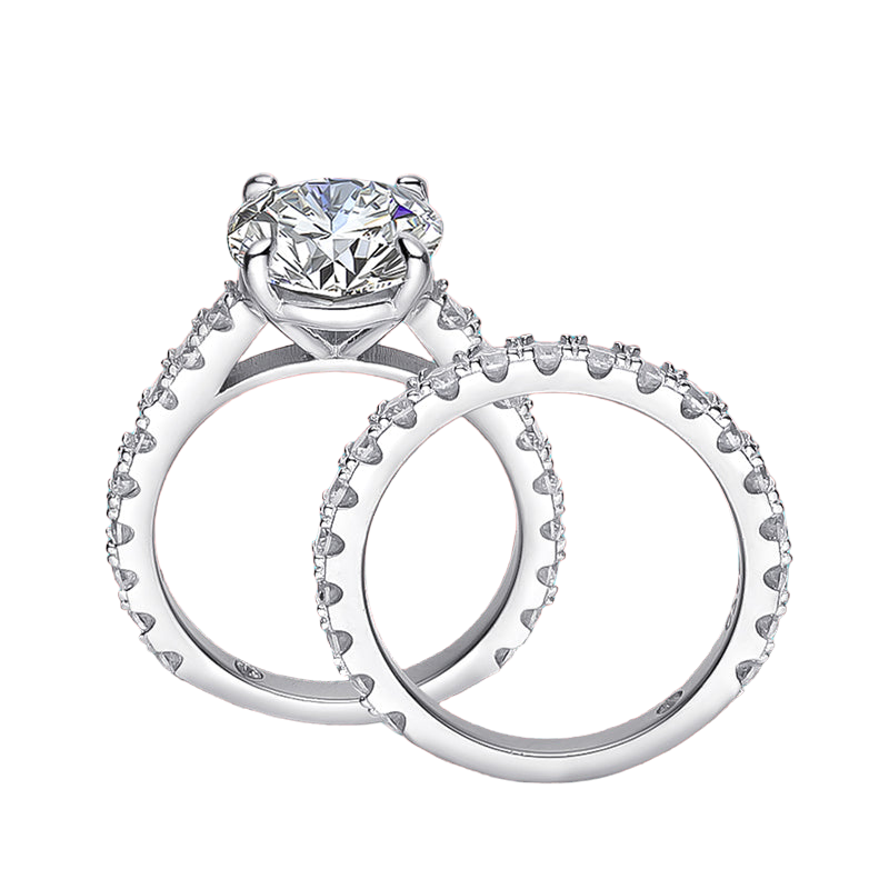 Sterling Silver Moissanite Diamond Ring Set