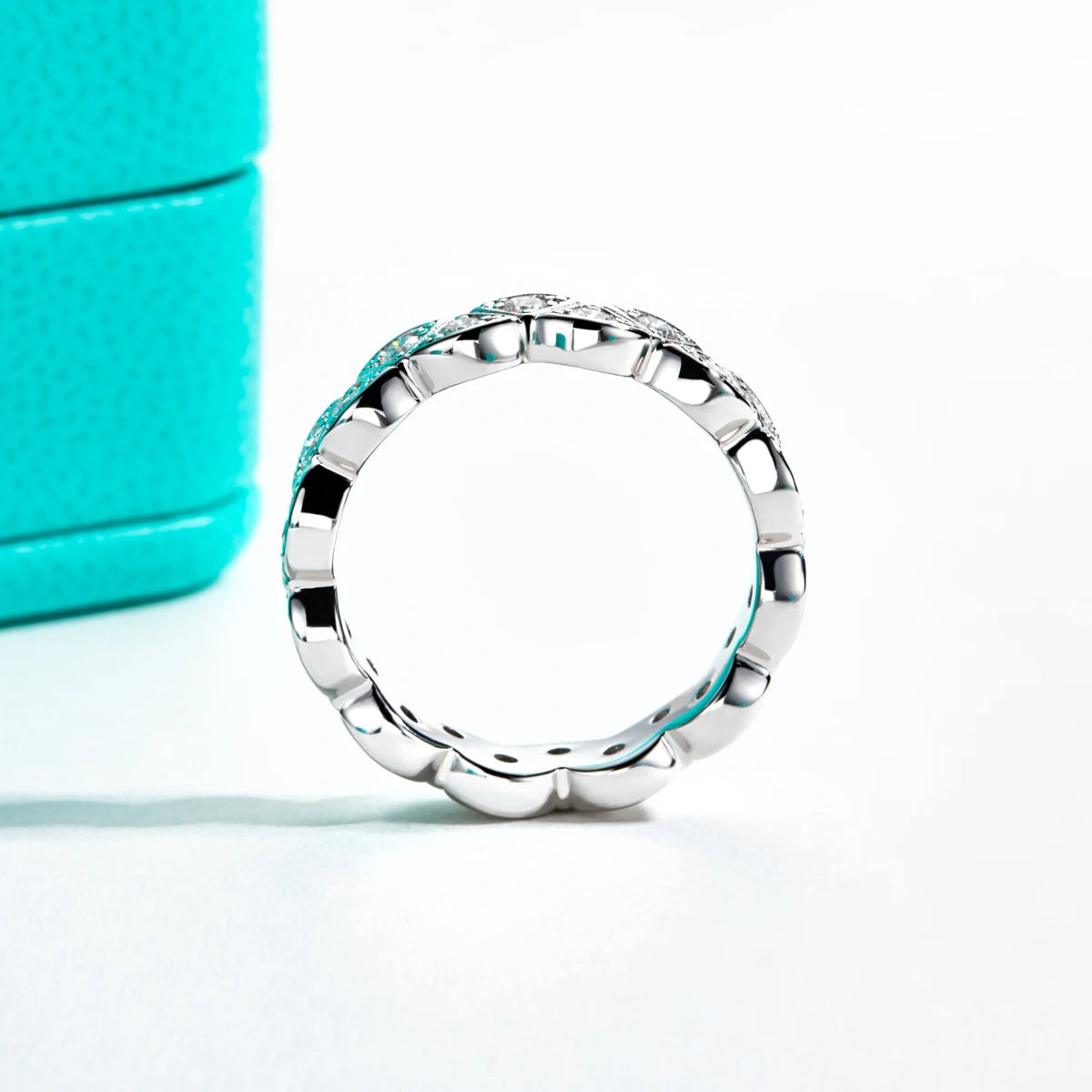 Sterling Silver Moissanite Diamond Eternity Ring