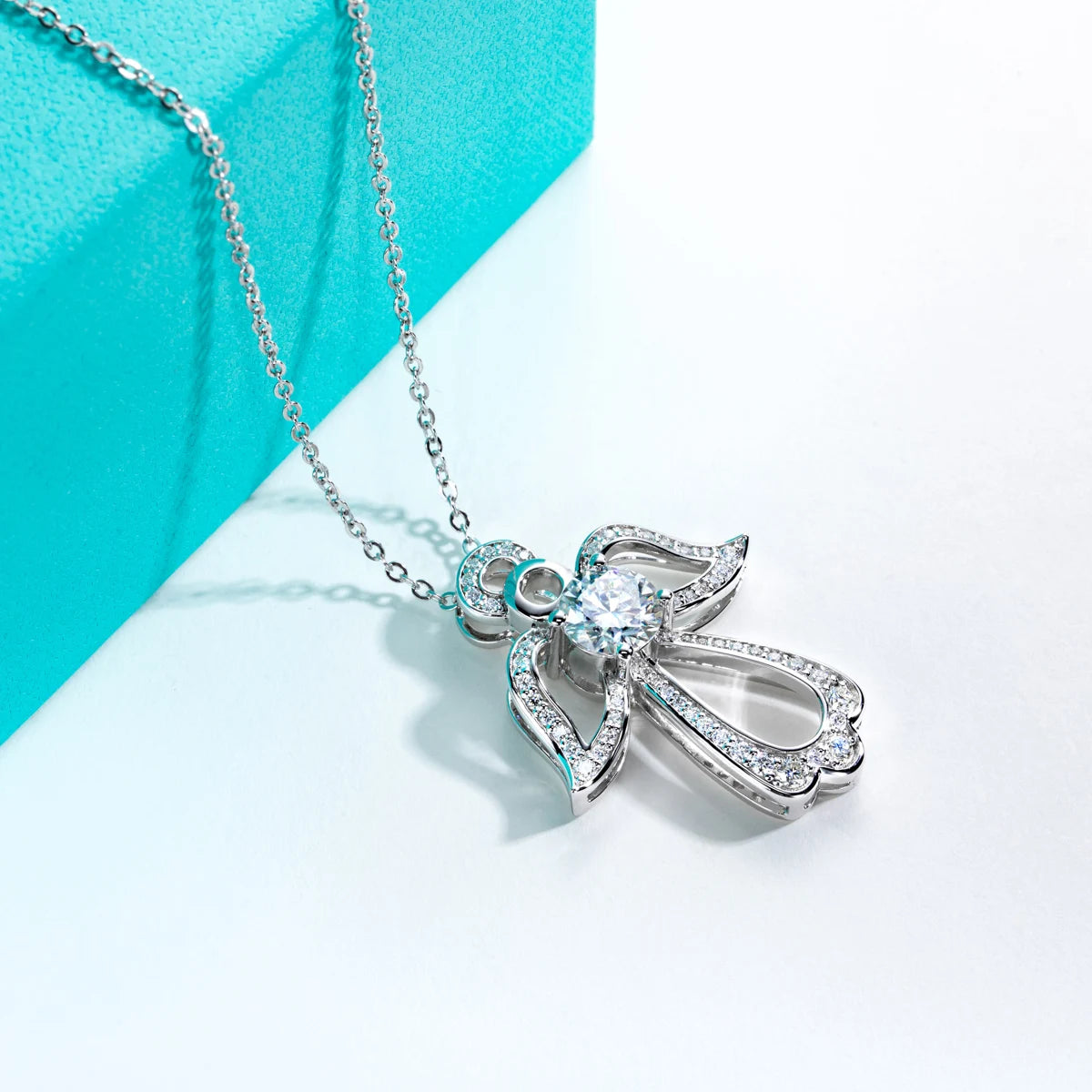 Holloway Jewellery UK Moissanite Diamond Angel Wings Pendant Necklace