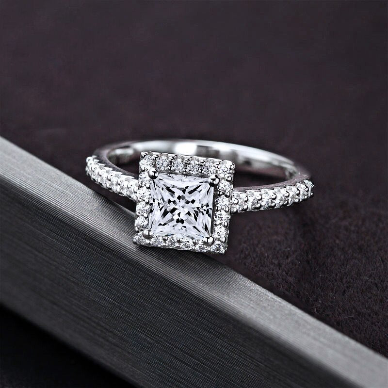 Square Cut Moissanite Diamond Ring Australia