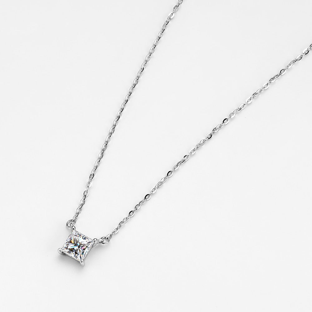 princess cut moissanite diamond pendant HollowayJewellery