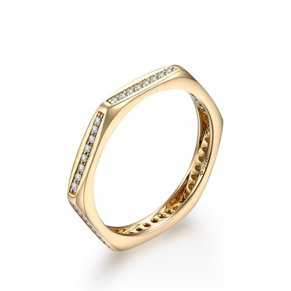 Modern Geometric Moissanite Diamond Ring 14K Gold Sterling Silver