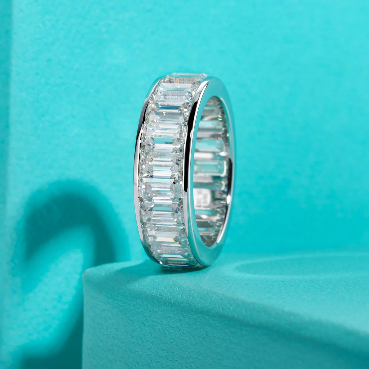 Holloway Jewellery US Emerald Cut Moissanite Diamond Eternity Ring
