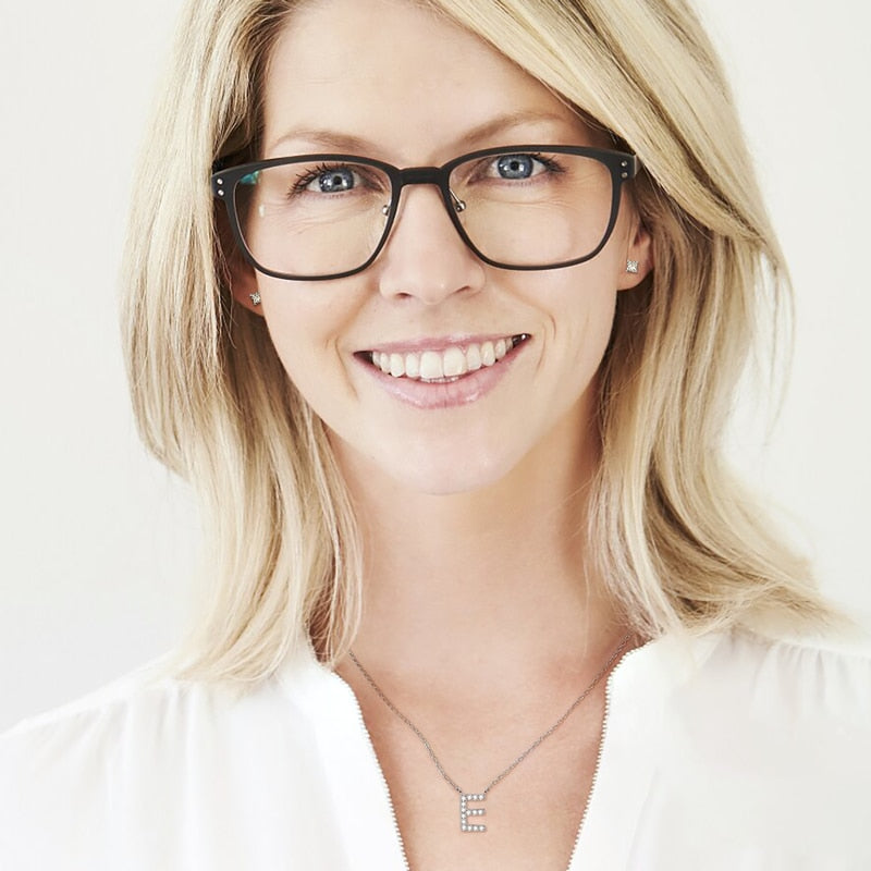 Moissanite Diamond Necklace Initial Sterling Silver USA