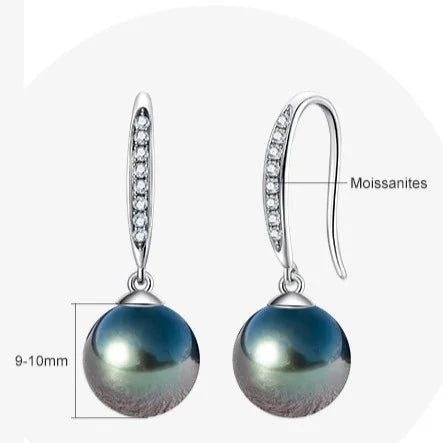 Black Pearl Moissanite Diamond Earrings