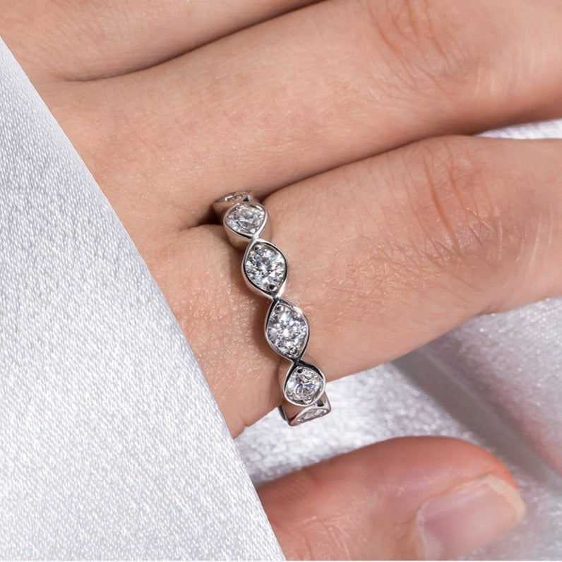 Moissanite Diamond Sterling Silver Band