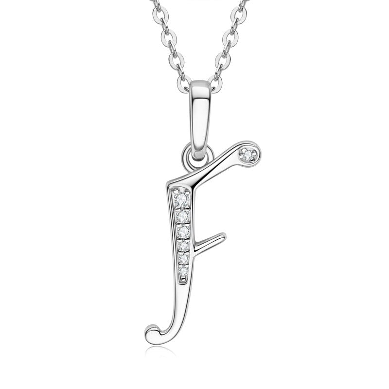 Initial Moissanite Diamond Sterling Silver Pendant Necklace